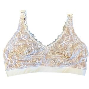 Dairy Fairy Bra Hand Free Pumping Nursing Bra Sz 2XL (PP) Lace Cream
